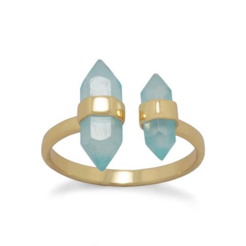 14 Karat Gold Plated Spike Pencil Cut Aqua Chalced - Picture 1 of 3
